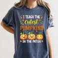I Teach The Cutest Pumpkins Halloween Teacher Women's Comfort Colors T-Shirt Denim I Teach The Cutest Pumpkins Halloween Teacher Women's Comfort Colors T-Shirt Denim