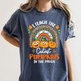 I Teach The Cutest Pumpkins In The Patch Teacher Halloween Women's Comfort Colors T-Shirt Denim I Teach The Cutest Pumpkins In The Patch Teacher Halloween Women's Comfort Colors T-Shirt Denim