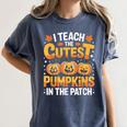 I Teach The Cutest Pumpkins Shirt Teachers Halloween Women's Comfort Colors T-Shirt Denim I Teach The Cutest Pumpkins Shirt Teachers Halloween Women's Comfort Colors T-Shirt Denim