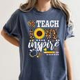 TEACH LOVE INSPIRE Teacher Sunflower Appreciation Women's Comfort Colors T-Shirt Denim TEACH LOVE INSPIRE Teacher Sunflower Appreciation Women's Comfort Colors T-Shirt Denim