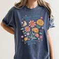 Teach Them Love Them Watch Them Grow Retro Teacher Floral Women's Comfort Colors T-Shirt Denim