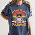 I Teach In My Pajamas Teacher Sunset Bear Retro Women's Comfort Colors T-Shirt Denim