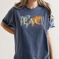 Teach Peace Teacher Teacher Women's Comfort Colors T-Shirt Denim Teach Peace Teacher Teacher Women's Comfort Colors T-Shirt Denim