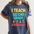 I Teach Second Grade Superheroes Teacher Superhero Women's Comfort Colors T-Shirt Denim