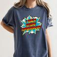 I Teach Superheroes Retro Comic Super Teacher Graphic Women's Comfort Colors T-Shirt Denim I Teach Superheroes Retro Comic Super Teacher Graphic Women's Comfort Colors T-Shirt Denim