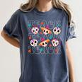 Teach Teacher Dia De Los Muertos Day Of The Dead Sugar Skull Women's Comfort Colors T-Shirt Denim Teach Teacher Dia De Los Muertos Day Of The Dead Sugar Skull Women's Comfort Colors T-Shirt Denim