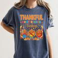Teach Thanksgiving Teacher Thankful For My Preschool Turkeys Women's Comfort Colors T-Shirt Denim Teach Thanksgiving Teacher Thankful For My Preschool Turkeys Women's Comfort Colors T-Shirt Denim