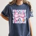 Teacher Bow Pencil Flowers Teacher Back To School Women's Comfort Colors T-Shirt Denim