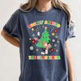 Teacher Christmas Shirts Pajama Matching Rockin' Around The Classroom -Adult Short Sleeve Small Modern Festive Christmas Teacher Xmas Vibes T-Shirt Women's Comfort Colors T-Shirt Denim