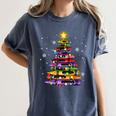 Teacher Crayon Christmas Tree Lights Student School Xmas Women's Comfort Colors T-Shirt Denim
