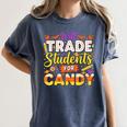 Teacher Cute Will Trade Students For Candy Halloween Costume Women's Comfort Colors T-Shirt Denim Teacher Cute Will Trade Students For Candy Halloween Costume Women's Comfort Colors T-Shirt Denim
