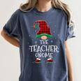 Teacher Gnome Xmas Family Matching Plaid Christmas Gnomes Women's Comfort Colors T-Shirt Denim