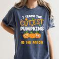 Teacher Halloween Pre-K Teacher Kindergarten Cutest Pumpkins Men Women Kids Women's Comfort Colors T-Shirt Denim