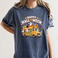Teacher Halloween School Bus Driver Cute Ghost Witch Party Women's Comfort Colors T-Shirt Denim