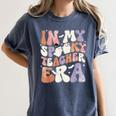 Teacher Halloween In My Spooky Teacher Era Retro Groovy Women's Comfort Colors T-Shirt Denim