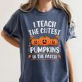 Teacher Halloween I Teach The Cutest Pumpkins In The Patch Women's Comfort Colors T-Shirt Denim