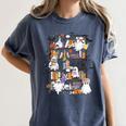 Teacher Library Ghost Reading Book Halloween Cat Women's Comfort Colors T-Shirt Denim