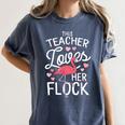 This Teacher Loves Her Flock Flamingo Teacher Class Women's Comfort Colors T-Shirt Denim This Teacher Loves Her Flock Flamingo Teacher Class Women's Comfort Colors T-Shirt Denim
