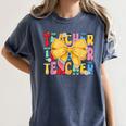 Teacher Pencil Coquette Bow Back To School Teacher Women's Comfort Colors T-Shirt Denim