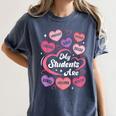 Teacher Positive Affirmations Candy Heart Valentine's Day Women's Comfort Colors T-Shirt Denim