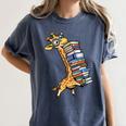 Teacher Shirt Giraffe Holding Books Bookworm Librarian Women's Comfort Colors T-Shirt Denim Teacher Shirt Giraffe Holding Books Bookworm Librarian Women's Comfort Colors T-Shirt Denim