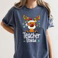 Teacher Squad Red Plaid Rudolph Reindeer Christmas Women's Comfort Colors T-Shirt Denim Teacher Squad Red Plaid Rudolph Reindeer Christmas Women's Comfort Colors T-Shirt Denim