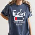 Teacher Summer Recharge Required Last Day School Women Women's Comfort Colors T-Shirt Denim Teacher Summer Recharge Required Last Day School Women Women's Comfort Colors T-Shirt Denim