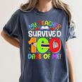 My Teacher Survived 100 Days Of Me 100 Days Of School Women's Comfort Colors T-Shirt Denim