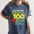 My Teacher Survived 100 Days Of Me Women's Comfort Colors T-Shirt Denim