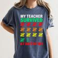 My Teacher Survived 67 Days Of Me School Kids Costume Women's Comfort Colors T-Shirt Denim My Teacher Survived 67 Days Of Me School Kids Costume Women's Comfort Colors T-Shirt Denim