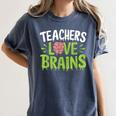 Teachers Love Brains Halloween Teacher Zombie Women's Comfort Colors T-Shirt Denim Teachers Love Brains Halloween Teacher Zombie Women's Comfort Colors T-Shirt Denim