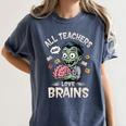 Teachers Love Brains Tee-Shirt Men Women Halloween Teacher Women's Comfort Colors T-Shirt Denim