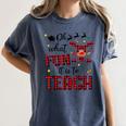 Teachers Oh What Fun It Is To Teach Cute Red Plaid Reindeer Women's Comfort Colors T-Shirt Denim