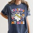 Teaching My Boos Ghost Teacher Cute Groovy Halloween Teacher Women's Comfort Colors T-Shirt Denim