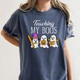 Teaching My Boos Ghost Teacher Halloween Spooky Educator Women's Comfort Colors T-Shirt Denim Teaching My Boos Ghost Teacher Halloween Spooky Educator Women's Comfort Colors T-Shirt Denim