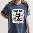 Test Day Stressed Cat Teacher Student Kids Testing Day Women's Comfort Colors T-Shirt Denim