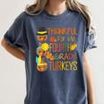 Thankful For My 4th Grade Turkey Thanksgiving Turkey Teacher Women's Comfort Colors T-Shirt Denim Thankful For My 4th Grade Turkey Thanksgiving Turkey Teacher Women's Comfort Colors T-Shirt Denim