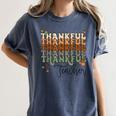 Thankful Teacher Thanksgiving Fall Pumpkin Turkey Women's Comfort Colors T-Shirt Denim
