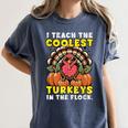 Thanksgiving I Teach Coolest Turkeys Teacher Fall Women Men Women's Comfort Colors T-Shirt Denim