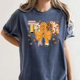 Thanksgiving Teacher Pencil Bow One Thankful Teacher Fall Women's Comfort Colors T-Shirt Denim Thanksgiving Teacher Pencil Bow One Thankful Teacher Fall Women's Comfort Colors T-Shirt Denim