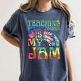 Tie Dye Teaching Social Studies Is My Jam Sunglasses Teacher Women's Comfort Colors T-Shirt Denim Tie Dye Teaching Social Studies Is My Jam Sunglasses Teacher Women's Comfort Colors T-Shirt Denim