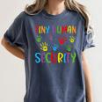 Tiny Human Security Preschool Childcare Teacher Babysitters Women's Comfort Colors T-Shirt Denim Tiny Human Security Preschool Childcare Teacher Babysitters Women's Comfort Colors T-Shirt Denim
