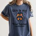 This Is My Tired Teacher Costume Skull Halloween Messy Bun Women's Comfort Colors T-Shirt Denim This Is My Tired Teacher Costume Skull Halloween Messy Bun Women's Comfort Colors T-Shirt Denim