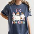 TK Boo Crew Retro Groovy Halloween Floral Ghost TK Teacher Women's Comfort Colors T-Shirt Denim TK Boo Crew Retro Groovy Halloween Floral Ghost TK Teacher Women's Comfort Colors T-Shirt Denim