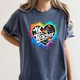 TK Teacher Transitional Kindergarten Heart Back To School Women's Comfort Colors T-Shirt Denim