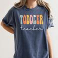 Toddler Teacher Retro Groovy Women Happy First Day Of School Women's Comfort Colors T-Shirt Denim