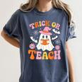 Trick Or Teach Cute Floral Ghost Teacher Halloween Costume Women's Comfort Colors T-Shirt Denim Trick Or Teach Cute Floral Ghost Teacher Halloween Costume Women's Comfort Colors T-Shirt Denim