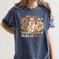 Trick Or Teach Groovy Teacher Halloween Floral Ghost Women's Comfort Colors T-Shirt Denim Trick Or Teach Groovy Teacher Halloween Floral Ghost Women's Comfort Colors T-Shirt Denim