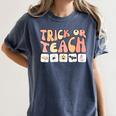Trick Or Teach With Symbols Special Education Teacher Spooky Women's Comfort Colors T-Shirt Denim Trick Or Teach With Symbols Special Education Teacher Spooky Women's Comfort Colors T-Shirt Denim