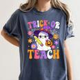 Trick Or Teach Teacher Ghost Teaching Fun Halloween Teacher Women's Comfort Colors T-Shirt Denim